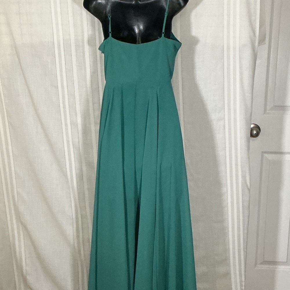 She + Sky Teal Green Maxi Dress Spaghetti Strap Flowy Sleeveless Size M - Picture 7 of 9